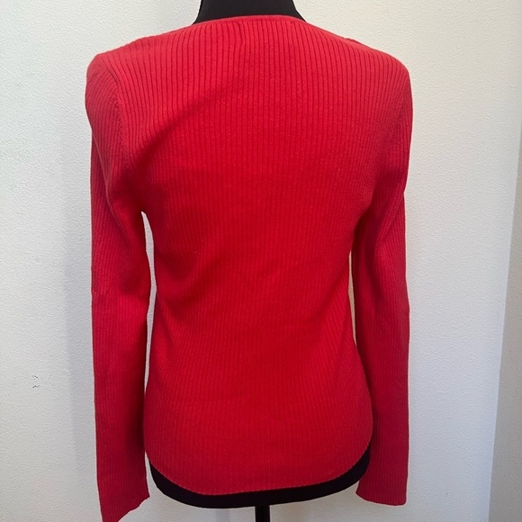 Old Navy Sweetheart Neckline Rib-Knit Pullover Sweater Cherry Tomato Size Large - Picture 3 of 5